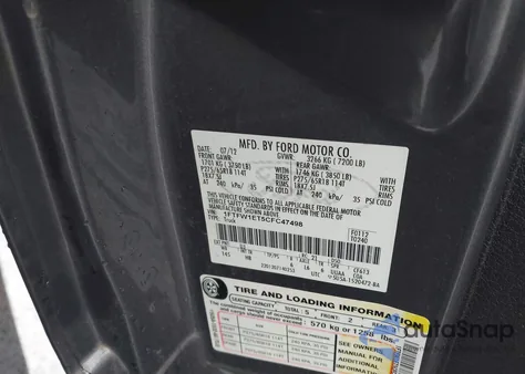 2012 Ford F-150 Lariat z USA, uszkodzony, nr VIN 1FTFW1ET5CFC47498